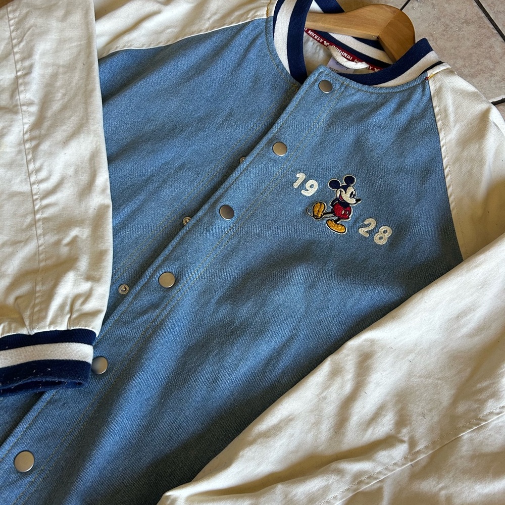 Mickey Mouse 1928 League denim varsity bomber jacket